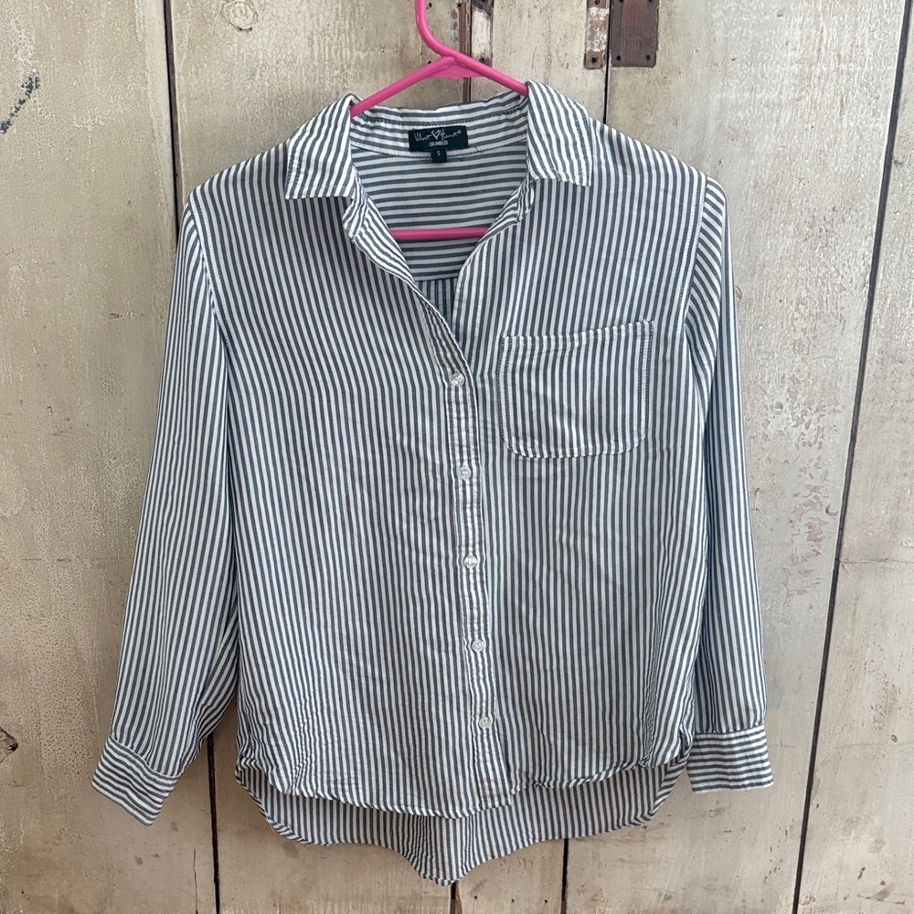 Velvet Heart Navy and White Striped Shirt